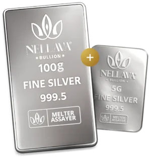 Bundling Nellava Bullion Silver Bar 100g + Silver Bar 5g