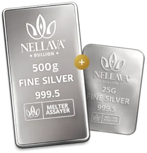 Bundling Nellava Bullion Silver Bar 500g + Silver Bar 25g