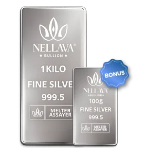 Nellava Bullion Silver Bar 1 Kilo + 100g Silver Bar