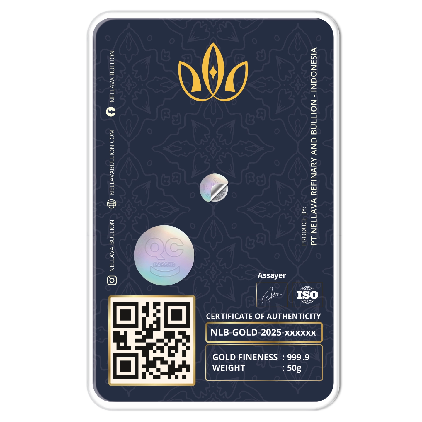 Nellava Bullion Gold Bar 50g - Image 2