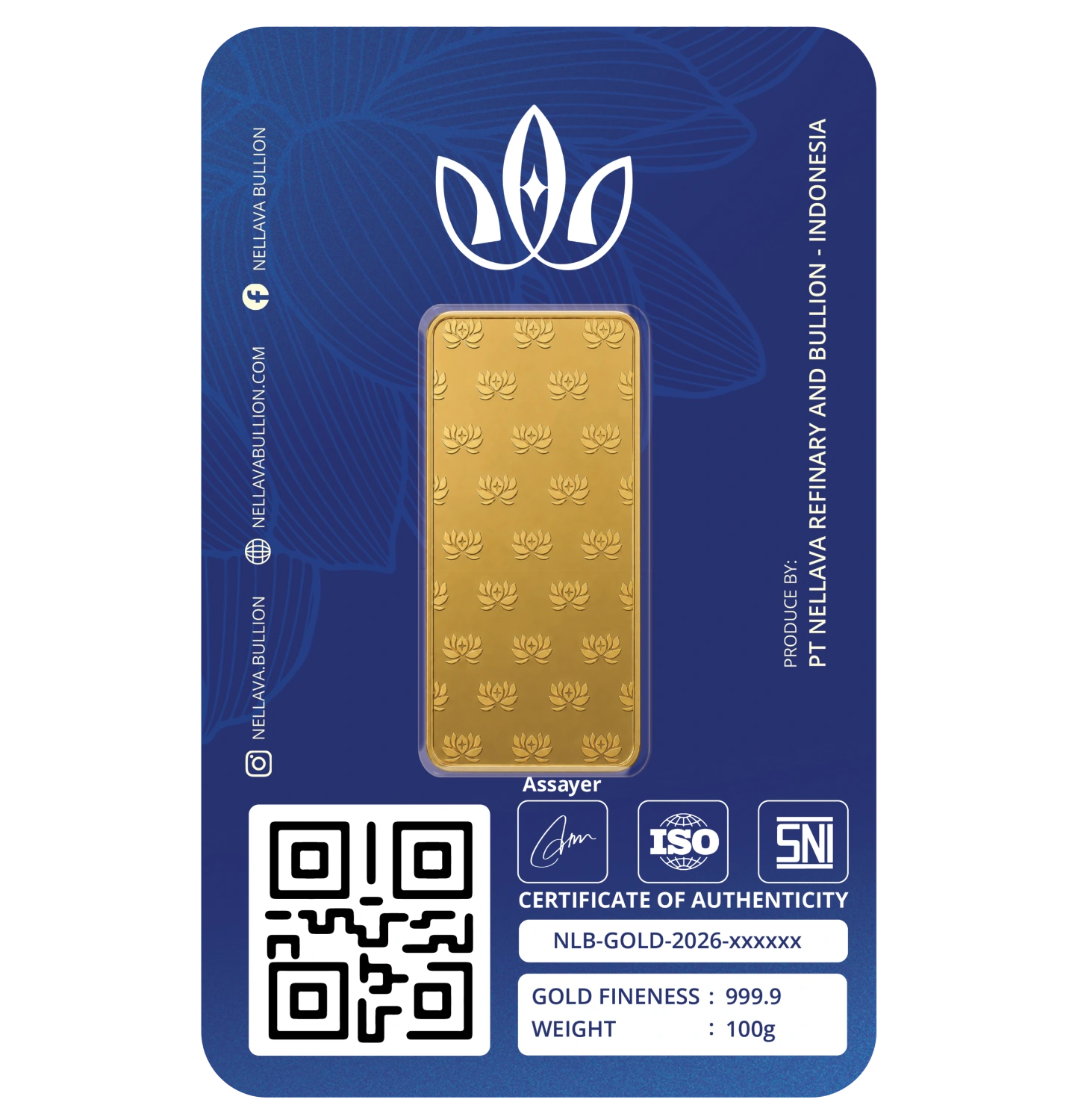 Nellava Bullion Gold Bar 100g - Image 2
