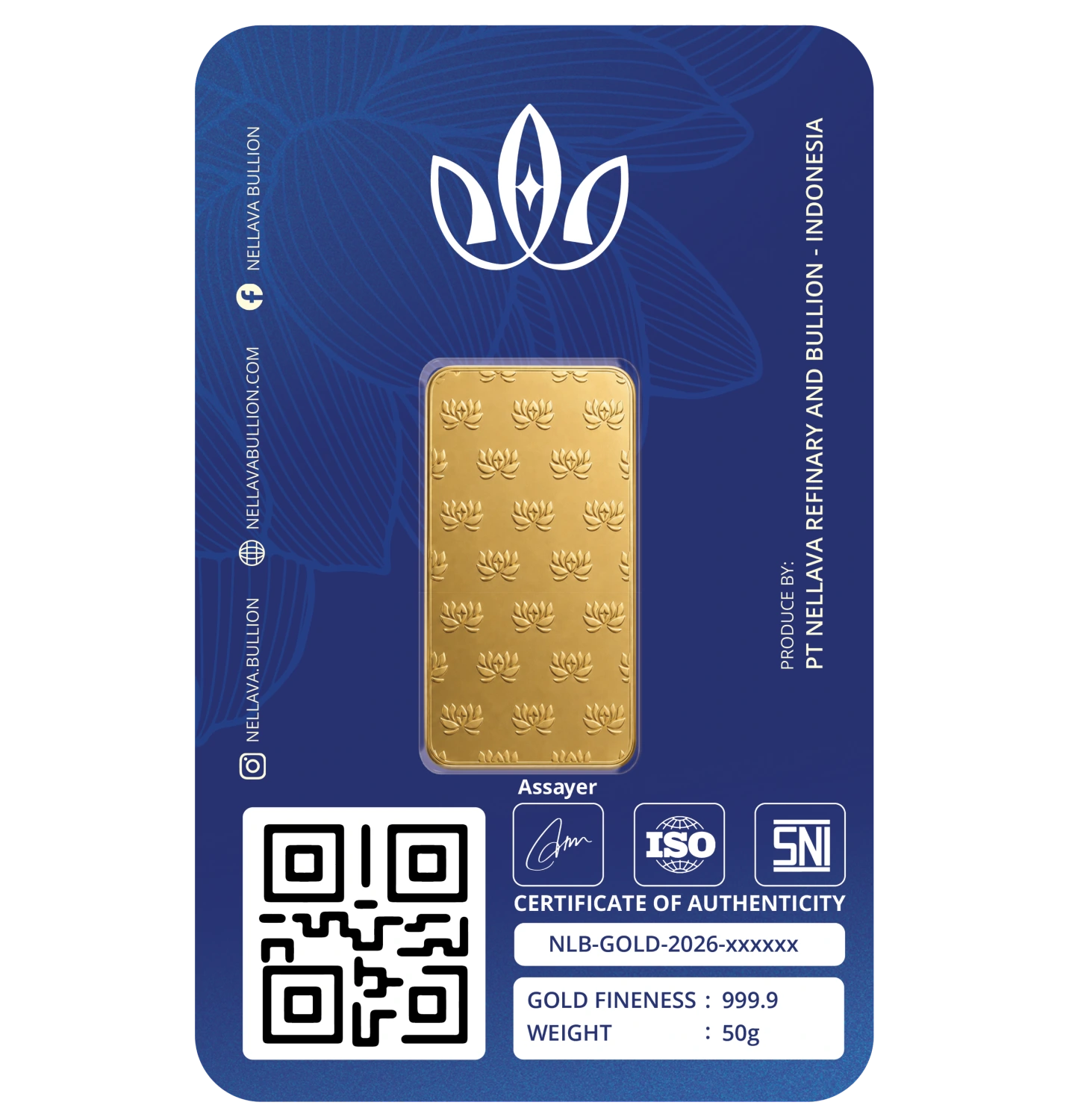 Nellava Bullion Gold Bar 50g - Image 2